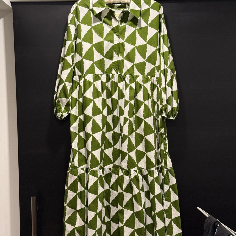 Maeve Geometric Green Dress